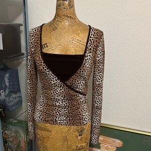 Logos USA leopard print blouse paper tag Y2K animal built-in tank small boho